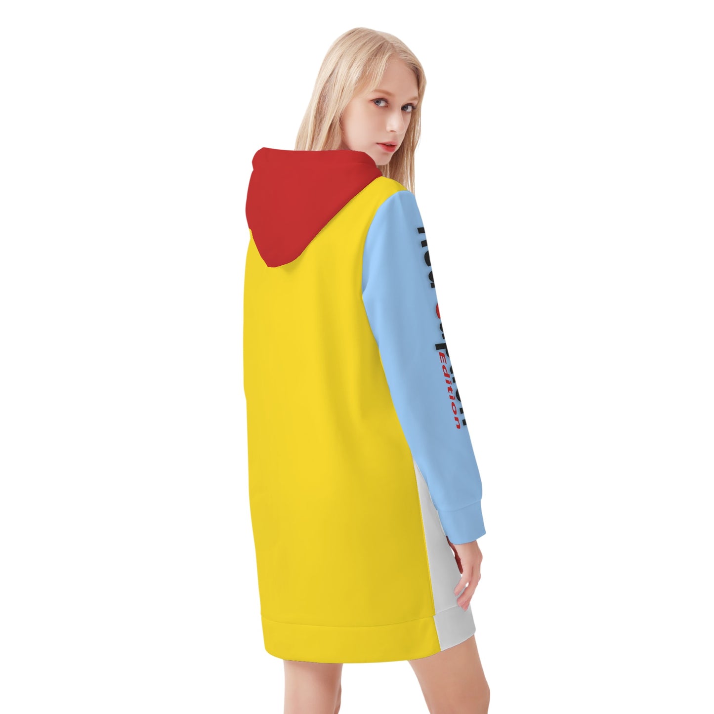 Red Caption Hoodie Dress 1