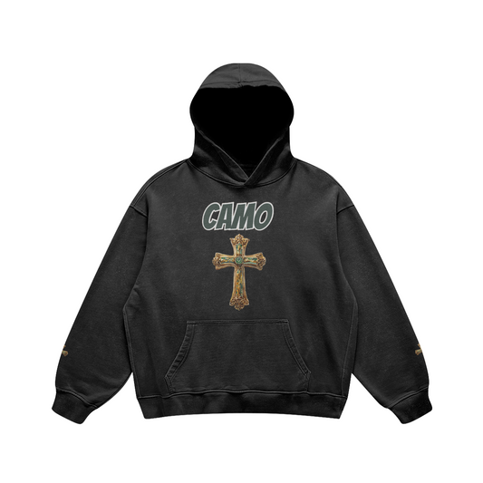Camo Cross Oversized Washed Hoodie